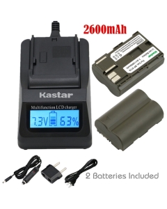 Kastar Fast Charger and Battery (2-Pack) for BP-511, BP-511A, BP511, BP511A and EOS 5D, 10D, 20D, 30D, 40D, 50D, Digital Rebel 1D, D60, 300D, D30, Kiss Powershot G5, Pro 1, G2, G3, G6, G1, Pro90