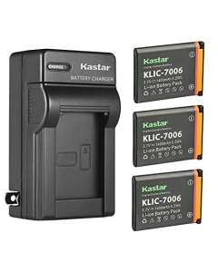 Kastar 3-Pack Battery and AC Wall Charger Replacement for Kodak KLIC-7006 K7006 LB-012 KLIC7006 K7006 LB012 Battery, Kodak KLIC-7006 K7006 Charger