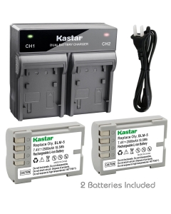 Kastar 2X Battery + Fast Dual Charger for Olympus BLM-5 PS-BLM5 Battery, Olympus E-1, Olympus E-3, Olympus E-30, Olympus E-5 Digital Camera and Olympus HLD-4 Battery Grip