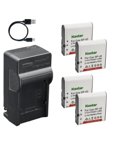 Kastar 4-Pack Battery and AC & USB-C Charger, Compatible with NP-40 CNP-40 BC-30L BC-31L for Exilim EX-Z EX-P EX-FC Series and 4K Digital Cameras