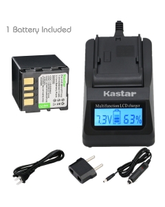 Kastar Fast Charger and Battery 1-Pack for JVC BN-VF707 BN-VF707U JVC BN-VF714 BN-VF714U JVC BN-VF733 BN-VF733U and JVC GR-D29 GR-D239 GR-D240 GR-D244 GR-D245 GR-D246 GR-D247 GR-D250 GR-D253 GR-D270