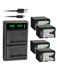 Kastar 4-Pack Battery + LTD2 Dual USB Charger Compatible with JVC AA-VG1U AA-VG1US AA-VG1EUM AA-VG1USM GZ-E10 GZ-E100 GZ-E180 GZ-E200 GZ-E200AU GZ-E200BU GZ-E200RU GZ-E205 GZ-E220 GZ-E225 GZ-E245