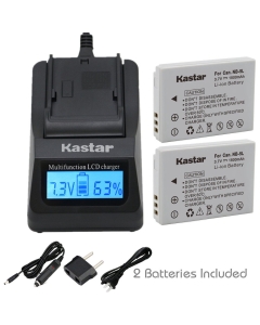Kastar Fast Charger + NB-5L Battery (2-Pack) for Canon PowerShot S100, S110, SD700, SD790, SD800, SD850, SD870 is, SD880, SD890, SD900, SD950, SD970, SD990 is, SX200 is, SX210 is, SX220 is, SX230 HS