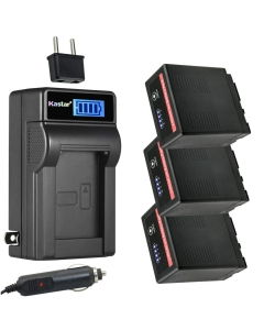 Kastar 3-Pack VW-VBG6 Pro Battery and LCD AC Charger Compatible with Panasonic SDR-H79P, SDR-H80, SDR-H80A, SDR-H80K, SDR-H80P, SDR-H80PC, SDR-H80R, SDR-H80S, SDR-H90, SDR-H90K, SDR-H90P, SDR-H90PC