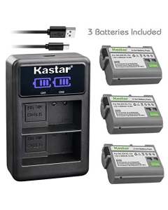 Kastar 3 Pack Battery and LCD Dual USB Charger Compatible with Nikon EN-EL15 Nikon EN-EL15a EN-EL15e Battery, Nikon MH-25 Nikon MH-25A Charger, Nikon D7000 Nikon D7100 Nikon D7200 Nikon D7500 Nikon Z6