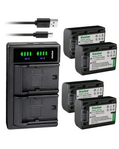 Kastar 4-Pack Battery and LTD2 USB Charger Compatible with Ordro NP-180 NP180 Battery, Ordro HDR-AE8 AE8 Digital Camcorder HD 4K 3 inch IPS Touch Screen Vlog DV Camera IR Night Vision