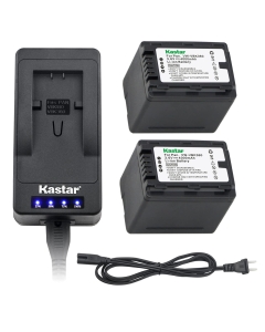 Kastar LED Super Fast Charger + 2 Battery Replacement for Panasonic VW-VBK360 HC-V10 V100 V100M V500 V500M V700M HDC-HS60 HS80 SD90 SDX1H TM40 TM41 TM55 TM80 TM90 SDR-H100 H101 H85 SDR-T50 T70 T71 T76
