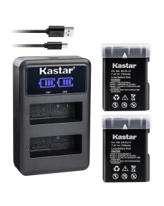 Kastar Battery (X2) & LCD Dual Slim Charger for Nik EN-EL14, EN-EL14a, MH-24 and Nik Coolpix P7000 P7100 P7700 P7800, D3100, D3200, D3300, D3400, D5100, D5200, D5300 DSLR, Df DSLR, D5600 Camera