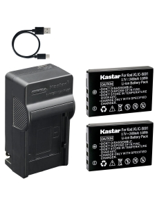Kastar 2-Pack Battery and AC & USB-C Charger, Compatible with KLIC-5001 K5001 1054062 1064062 DB-L50 for DX6490 DX7440 DX7590 P850 P880 Z730 Z760 VPC-HD1000 HD1010 HD2000 Intuos4