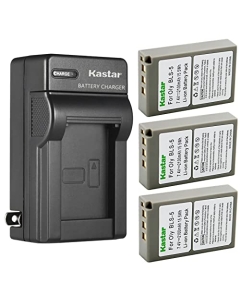 Kastar 3-Pack Battery and AC Wall Charger Replacement for Olympus BLS-5, PS-BLS5, BLS-50 Battery, Olympus E-400, E-410, E-420, E-450, E-600, E-620, E-P1, E-P2, E-P3, E-PL1, E-PL1s, E-PL2, E-PL3 Camera