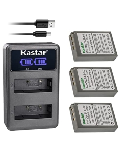 Kastar 3-Pack BLS-50 Battery and LED2 USB Charger Compatible with Olympus E-System E-400, E-410, E-420, E-450, E-600, E-620, E-PM1, E-PM2, Stylus 1, Stylus 1s Mirrorless Camera