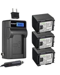 Kastar 3-Pack BP-819 Battery and LCD AC Charger Compatible with Canon VIXIA HF M40 HFM40, VIXIA HF M41 HFM41, VIXIA HF M46 HFM46, VIXIA HF M400 HFM400, VIXIA HF M406 HFM406, VIXIA HF S10 HFS10
