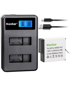 Kastar Battery 1 Pack and LCD Dual Charger for GoPro HERO GoPro AHDBT-501 GoPro AHBBP-501 & Gopro Hero 5 Action Camera GoPro HERO5 Black GoPro Hero 5 HD Black GoPro HERO5 Silver GoPro Hero 6 HD Silver