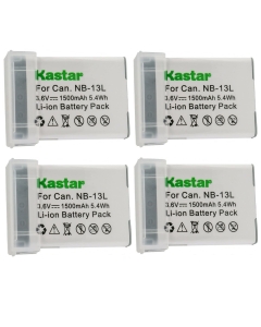 Kastar 4-Pack NB-13L Battery 3.6V 1500mAh Replacement for Canon PowerShot G7 X Mark II, PowerShot G7 X Mark III, PowerShot G9 X, PowerShot G9 X Mark II, PowerShot SX620 HS Camera