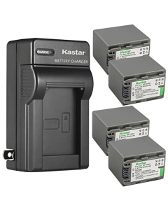 Kastar NP-FP90 / FP91 4-Pack Battery and AC Wall Charger Replacement for Sony CR-SR80, DCR-SR90, DCR-SR100, HDR-HC3, HDR-HC3E, DCR-DVD103, DCR-DVD105, DCR-DVD202, DCR-DVD203, DCR-DVD205 Camcorder