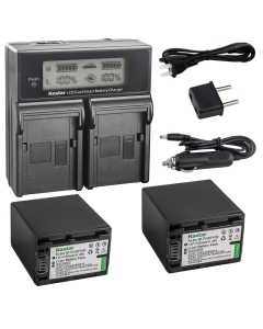 Kastar LCD Dual Smart Fast Charger & 2 x Battery for Sony NP-FV100, NP-FH100, NPFV100, NPFH100, FV100, FH100 and HDR-CX110, CX130/B, CX160/B, XR160, CX360V, CX560V, CX700V, PJ10, HDR-PJ30V, HDR-PJ50V