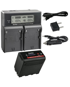 Kastar 1-Pack NP-F980EXP Battery and CH04 Dual Fast Charger Compatible with Feelword A737 FW278S FW279 FW279S FW450 FW568 FW703 FW759 FW760 FW1018V1 FW1018SPV1 F5 PRO F5 PRO V2 F5 Pro V3 S55 Monitor