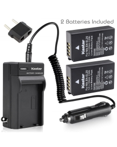 Kastar Battery (X2) & AC Travel Charger for Nik EN-EL20, ENEL20, EN-EL20a and Nik Coolpix A, Nik 1 AW1, 1 J1, 1 J2, 1 J3, 1 S1, 1 V3, and Blackmagic Pocket Cinema Cameras