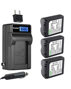 Kastar 3-Pack CGA-S006 Battery and LCD AC Charger Compatible with Leica BP-DC5 Battery, Leica V-LUX1 Camera, Panasonic CGA-S006, CGA-S006e, CGR-S006, CGR-S006e, DMW-BMA7, DE-A44, DE-994, DE-994A