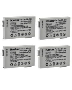 Kastar BP-208 Battery (4-Pack) for Canon DC10 DC19 DC20 DC21 DC22 DC40 DC50 DC51 DC95 DC100 DC200/201/210/211 DC220/230 Elura 100 FVM300 IXY DVS1 MVX1Si/430/450/460 Optura S1 VIXIA HR10