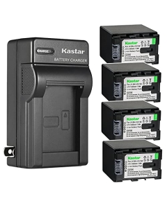 Kastar 4-Pack Battery and AC Wall Charger Replacement for JVC GZ-MG750 GZ-MG750AU GZ-MG750AUC GZ-MG750BEK GZ-MG750BEU GZ-MG750BU GZ-MG750BUC GZ-MG750BUS GZ-MG750RU GZ-MG750RUC GZ-MG750U GZ-MG760