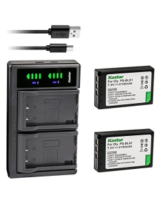Kastar 2-Pack Battery and LTD2 USB Charger Compatible with Olympus BLS-1 PS-BLS1 Battery, BCS-1 PS-BCS1 Charger, E-400 E-410 E-420 E-450 E-600 E-620 E-P1 E-P2 E-P3 E-PL1 E-PL1s E-PL3 E-PM1 Camera