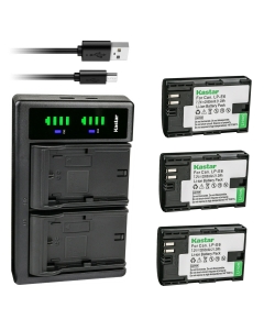 Kastar 3-Pack LP-E6 Battery and LTD2 USB Charger Replacement for Canon EOS R, EOS Ra, EOS R5, EOS R6, EOS 90D, XC10, XC15, EOS 5D Mark II, EOS 5D Mark III, EOS 5D Mark IV, EOS 5DS, EOS 5DS R Camera