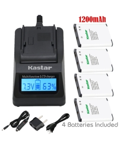 Kastar Fast Charger + Battery (X4) for Nik Coolpix S32, S100, S2600, S2700, S2800, S3100, S3300, S3400, S3500, S3600, S3700, S4100, S4300, S4400, S5200, S5300, S6600, S6700, S6800, S6900, S7000