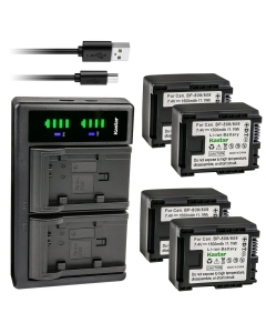 Kastar 4-Pack Battery and LTD2 USB Charger Replacement for Canon VIXIA HF M406 HFM406, VIXIA HF S10 HFS10, VIXIA HF S11 HFS11, VIXIA HF S20 HFS20, VIXIA HF S21 HFS21, VIXIA HF S30 HFS30