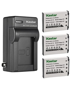 Kastar 3-Pack Battery and AC Wall Charger Replacement for Casio Exilim Zoom EX-Z250SR, Exilim Zoom EX-Z150, Exilim Zoom EX-Z150BK, Exilim Zoom EX-Z150GN, Exilim Zoom EX-Z150PK, Exilim Zoom EX-Z150RD