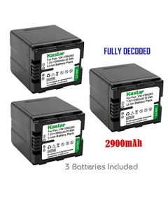 Kastar Battery (3-Pack) for Panasonic VW-VBN260 Work with Panasonic HC-X800 HC-X900 HC-X900M HC-X910 HC-X920 HC-X920M HDC-HS900 HDC-SD800 HDC-SD900 HDC-TM900 Cameras