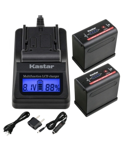 Kastar 2 Pack Battery and LCD Fast Charger Compatible with Canon ES4000 ES5000 ES6000 ES6500V ES7000ES ES7000V ES8000V ES8100V ES8200V ES8400V ES8600 G10Hi G15Hi G20Hi G30Hi G35Hi G45Hi C2 FV1 DM-MV1