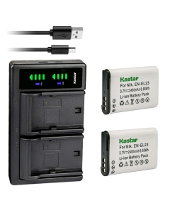 Kastar 2-Pack EN-EL23 Battery and LTD2 USB Charger Replacement for Nikon EN-EL23, MH-67, Coolpix P900, P900s, S810c Camera