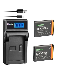 Kastar Battery x2 and Slim LCD Charger Replacement for Kodak KLIC-7006 EasyShare M22, M23, M200, M522, M530, M531, M532, M550, M552, M575, M577, M580, M583, M750, M873, M883, M5350, M5370, MD30, Mini