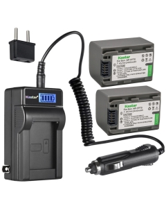 Kastar 2-Pack NP-FP70 / NP-FP71 Battery and LCD AC Charger Compatible with Sony HDR-HC3, HDR-HC3E, DCR-DVD103, DCR-DVD105, DCR-DVD202, DCR-DVD203, DCR-DVD205, DCR-DVD304, DCR-DVD305, DCR-DVD403