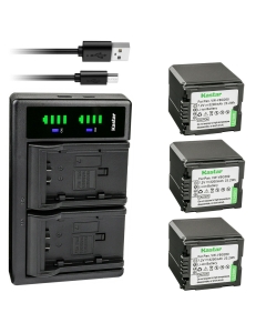 Kastar 3-Pack VW-VBG260 Battery and LTD2 USB Charger Replacement for Panasonic SDR-H90K, SDR-H90P, SDR-H90PC, SDR-H79, SDR-H79K, VDR-D50, VDR-D51, VDR-D210, VDR-D220, VDR-D230 Camera