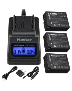 Kastar Fast Charger and Battery (3-Pack) Replacement for Panasonic Lumix DMC-FZ200 FZ1000 G5 G6 GH2 Camera, Panasonic DMW-BLC12 DMW-BLC12E DMW-BLC12GK DMW-BLC12PP, Leica BP-DC12, Sigma BP-51 Battery