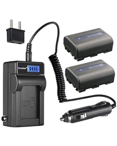 Kastar 2-Pack NP-FM50 Battery and LCD AC Charger Compatible with Sony DCR-PC101 DCR-PC103 DCR-PC104 DCR-PC105 DCR-PC110 DCR-PC115 DCR-PC120 DCR-PC330 DCR-TRV6 DCR-TRV8 DCR-TRV10 DCR-TRV11 Cameras