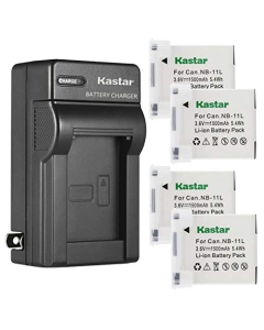 Kastar 4-Pack Battery and AC Wall Charger for Canon ELPH, IXUS Cameras
