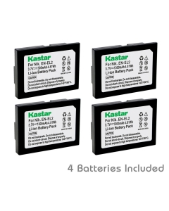 Kastar Battery (4-Pack) for Nik EN-EL2 Work with Nik Coolpix 2500, Nik Coolpix 3500, Nik Coolpix SQ500 Digital Cameras