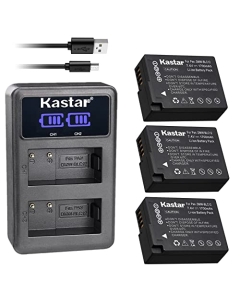 Kastar 3-Pack DMW-BLC12 Battery and LED2 USB Charger Compatible with Panasonic DMW-BLC12 DMW-BLC12E DMW-BLC12GK DMW-BLC12PP Battery, Panasonic DE-A79 DE-A79B Charger,