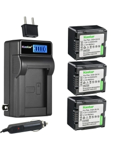 Kastar 3-Pack CGA-DU14 Battery and LCD AC Charger Compatible with Panasonic CGA-DU14, CGR-DU14, CGA-DU21, CGR-DU21 Battery, Panasonic VSK0631, VSK0650, VSK0651 VSK0651B DE-974GC, PV-DAC14D Charger
