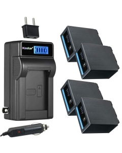 Kastar 4-Pack CGR-D54Pro Battery and LCD AC Charger Compatible with Panasonic CGR-D54Pro, CGP-D54 CGP-D54S, VW-VBD29 VW-VBD55 Battery, Panasonic DE-A20 DE-A88C, VSK0581, AG-B23 AG-B23P Charger