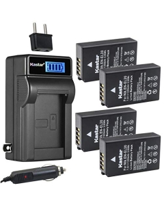 Kastar 4-Pack EN-EL20 Battery and LCD AC Charger Compatible with Nikon Coolpix P950, Nikon Coolpix P1000, Nikon Coolpix A, Nikon 1 AW1, Nikon 1 J1, Nikon 1 J2, Nikon 1 J3, Nikon 1 S1, Nikon 1 V3