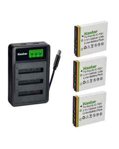 Kastar 3-Pack Battery with LZD3 USB Triple Charger Compatible with Kodak KLIC-7001 BenQ D-Li213, EasyShare M320 M340 M341 M753 M863 M893 M1063 V550 V570 V610 V705 V750, BenQ E1050 E1220 Cameras
