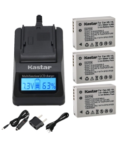 Kastar Ultra Fast Charger Kit and Battery (3-Pack) for NB-10L, CB-2LC Work with PowerShot G1 X, PowerShot G15, PowerShot G16, PowerShot SX40 HS, PowerShot SX50 HS, PowerShot SX60 HS