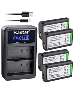Kastar 4-Pack Battery and LED2 USB Charger Compatible with Panasonic DMW-BLJ31, DMW-BLJ31e Battery, Panasonic LUMIX S1, LUMIX S1R, LUMIX S1H, DMW-BGS1R, LUMIX S Series Full-Frame Mirrorless Cameras