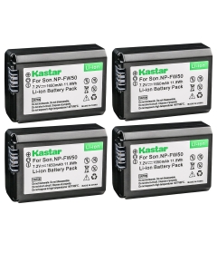 Kastar Battery (4-Pack) for Sony NP-FW50, BC-VW1, BC-TRW and Alpha 7, a7, a7R, a3000, a5000, a6000, NEX-3, NEX-5, NEX-6, NEX-7, NEX-C3, NEX-F3, SLT-A33, SLT-A35, SLT-A37, SLT-A55V, DSC-RX10