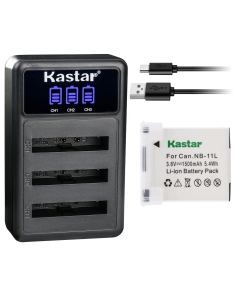 Kastar 1 Pack NB-11L Battery and LCD Triple USB Charger Compatible with Canon ELPH 140 IS, ELPH 150 IS, ELPH 160, ELPH 170 IS, ELPH 180, ELPH 190 IS, ELPH 320 HS, ELPH 340 HS, ELPH 350 HS, IXUS 320 HS