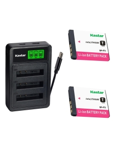 Kastar 2-Pack Battery with LZD3 USB Triple Charger Compatible with Sony NP-FT1 Type T, DSC-L1 M1 M2 T1 T3 T5 T9 T10 T11 T33 Cameras